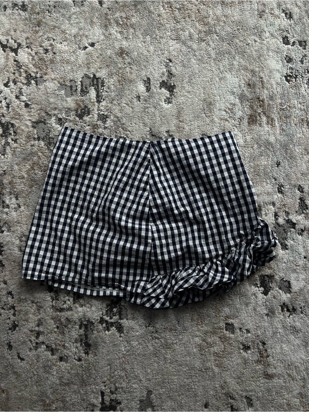 Black & White Gingham Ruffle-Trim Shorts